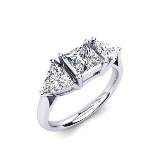3.50 ct 3 Steine Prinzessin Ring mit Echt Diamanten im Trillion-Schliff Weißgold