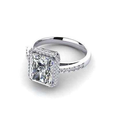 3.50 ct Großer Smaragd und Echt Aus der Erde Abgebauter Natürlicher Diamanten im Rundschliff Verlobungsring Weißgold