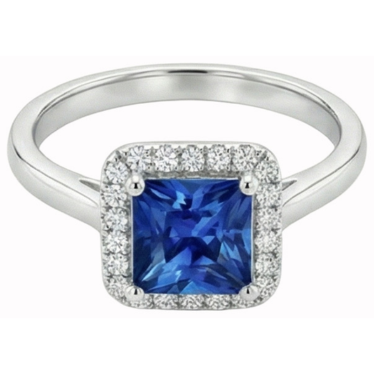 echter princess saphir 3.50Karat ring Vorderansicht