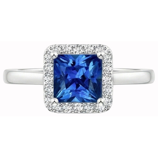 echter princess saphir 3.50Karat ring Seitenansicht