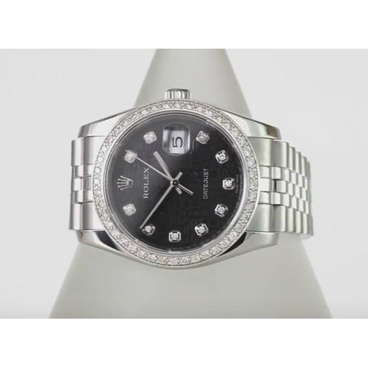 3,5 Karat kundenspezifische  Diamant-Zifferblatt-Lünette Verdeckter Verschluss Datejust Rolex Herrenuhr Edelstahl & Gold