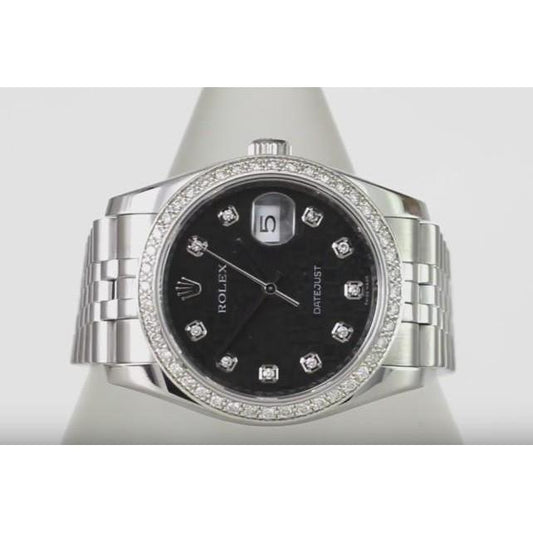 3,5 Karat kundenspezifische  Diamant-Zifferblatt-Lünette Verdeckter Verschluss Datejust Rolex Herrenuhr Edelstahl & Gold