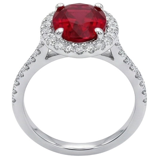 echter oval rubin 3.25Karat ring Seitenansicht