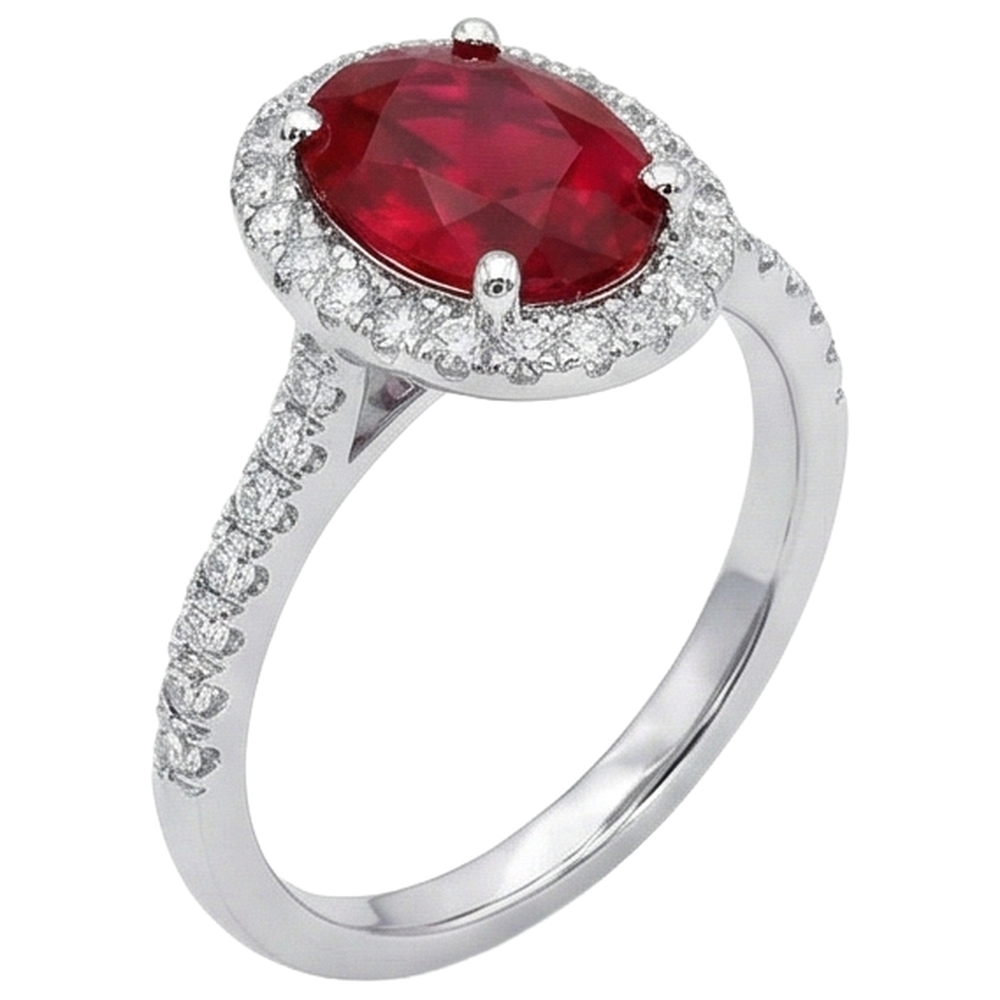 echter oval rubin 3.25Karat ring Detailansicht