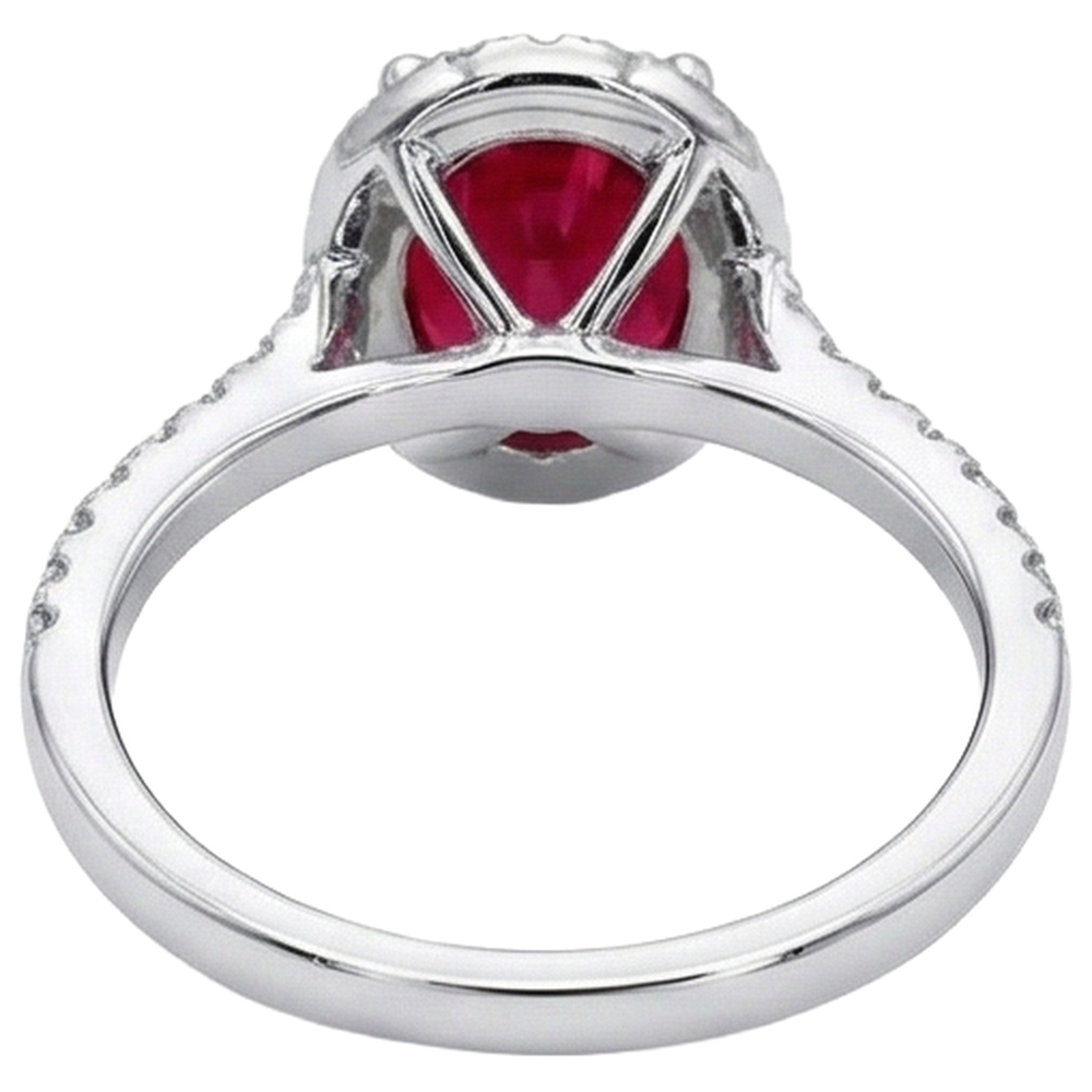 echter oval rubin 3.25Karat ring auf Weiß
