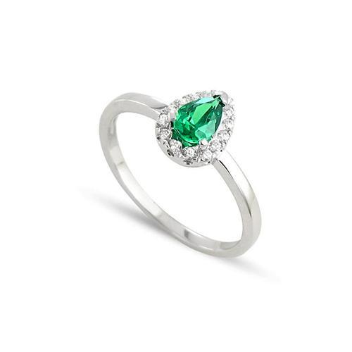 3.75 Karat Grün Smaragd und Diamanten Verlobungsring Neu Weißgold 14K