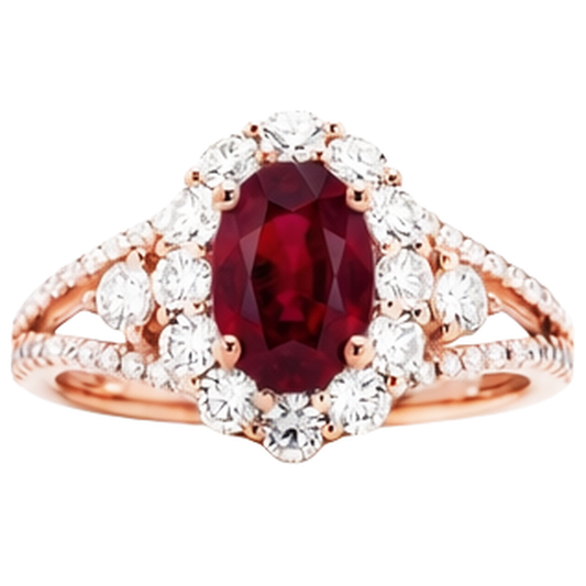 echter oval rubin 3.75Karat ring Vorderansicht