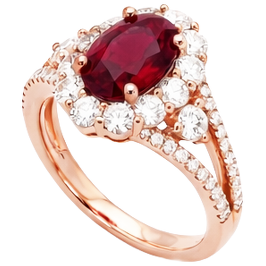 echter oval rubin 3.75Karat ring Seitenansicht