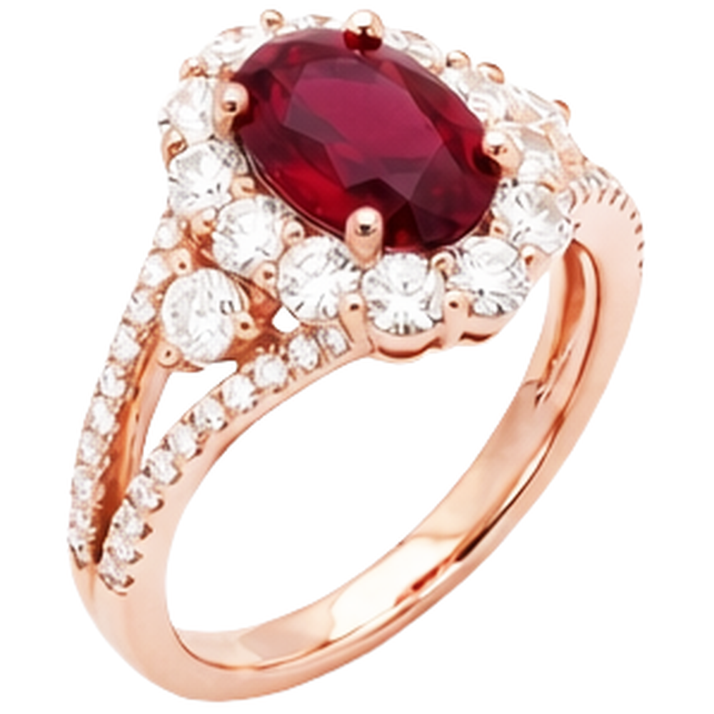 echter oval rubin 3.75Karat ring Detailansicht
