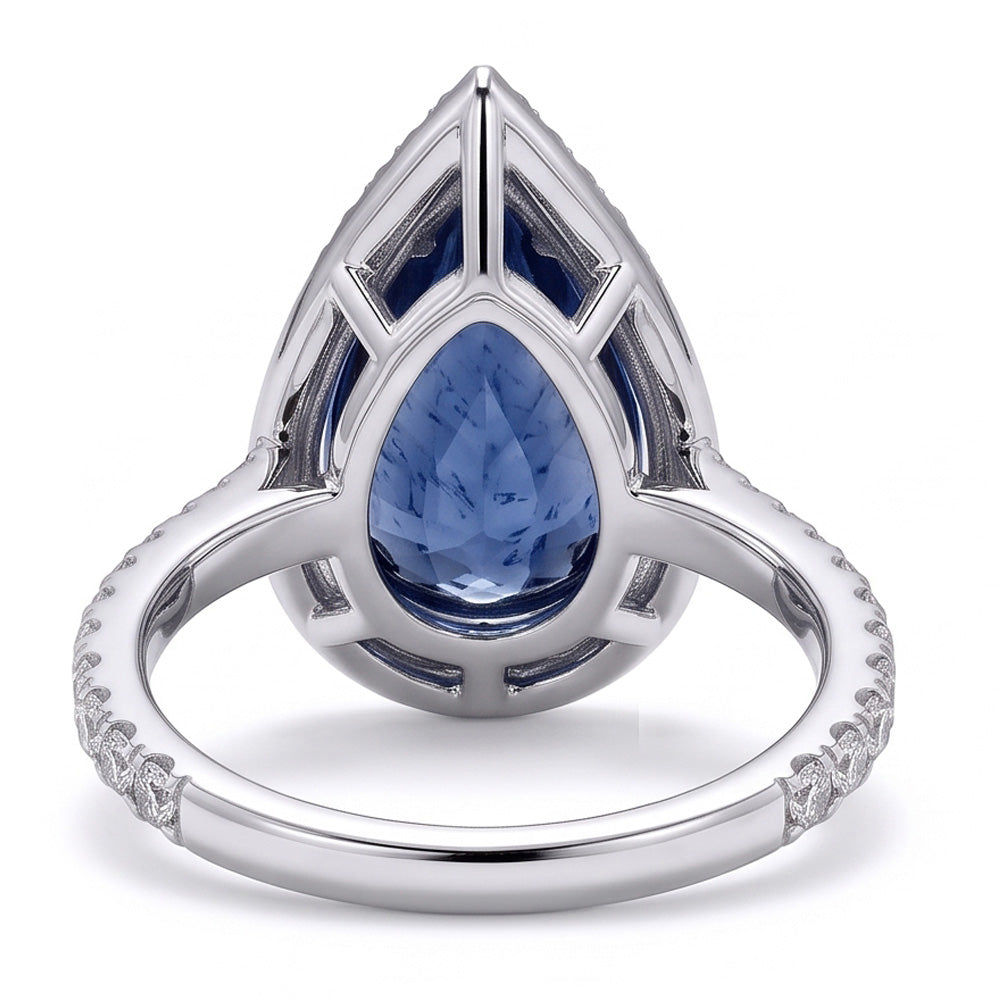 3,75 ct. Birne Runde Aus der Erde Abgebauter Natürlicher Diamanten Ring Edelstein Weißgold