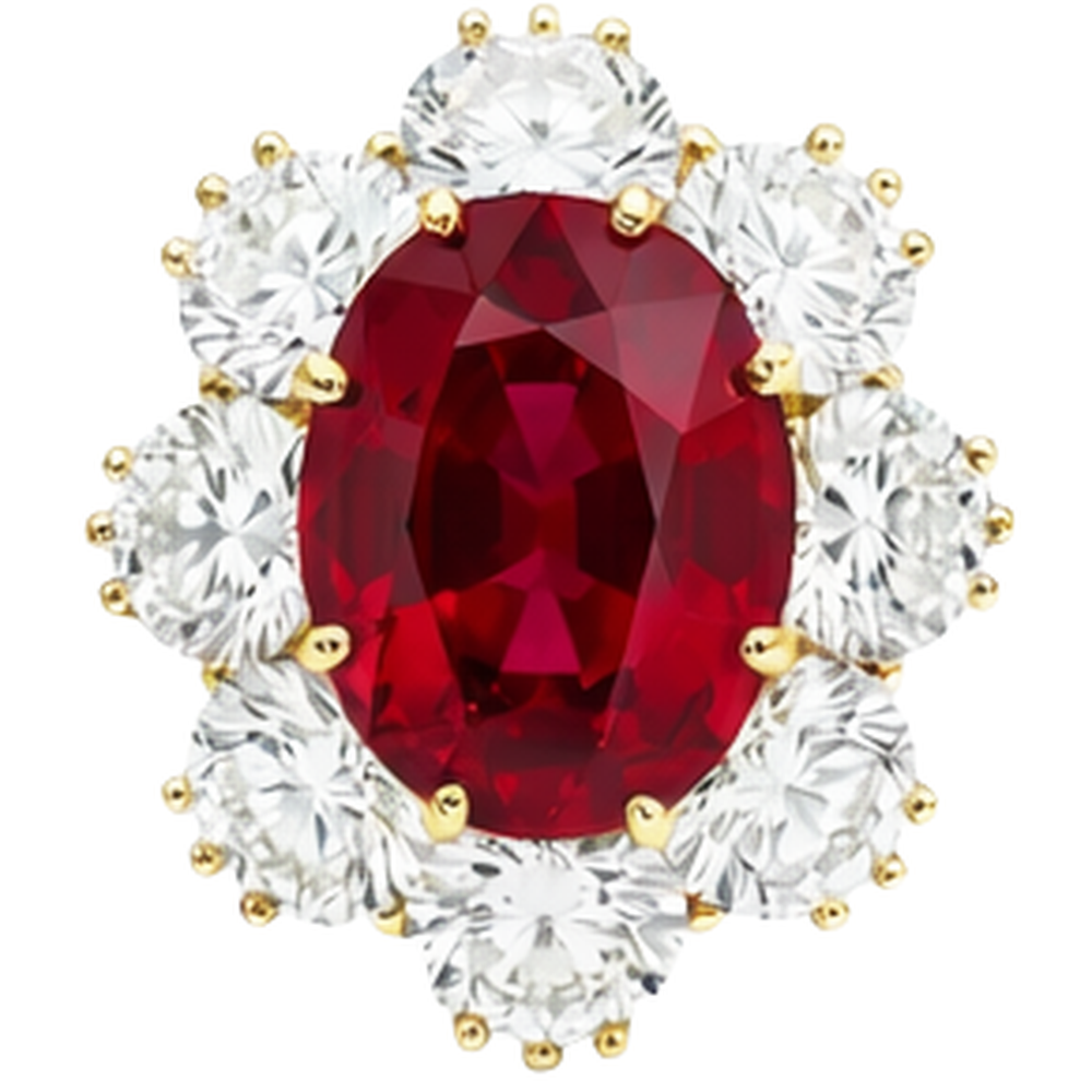3,75 ct Krappenbesatz Rubin und Aus der Erde Abgebauter Natürlicher Diamanten Ehering Gold Gelb 14K