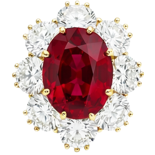 3,75 ct Krappenbesatz Rubin und Aus der Erde Abgebauter Natürlicher Diamanten Ehering Gold Gelb 14K