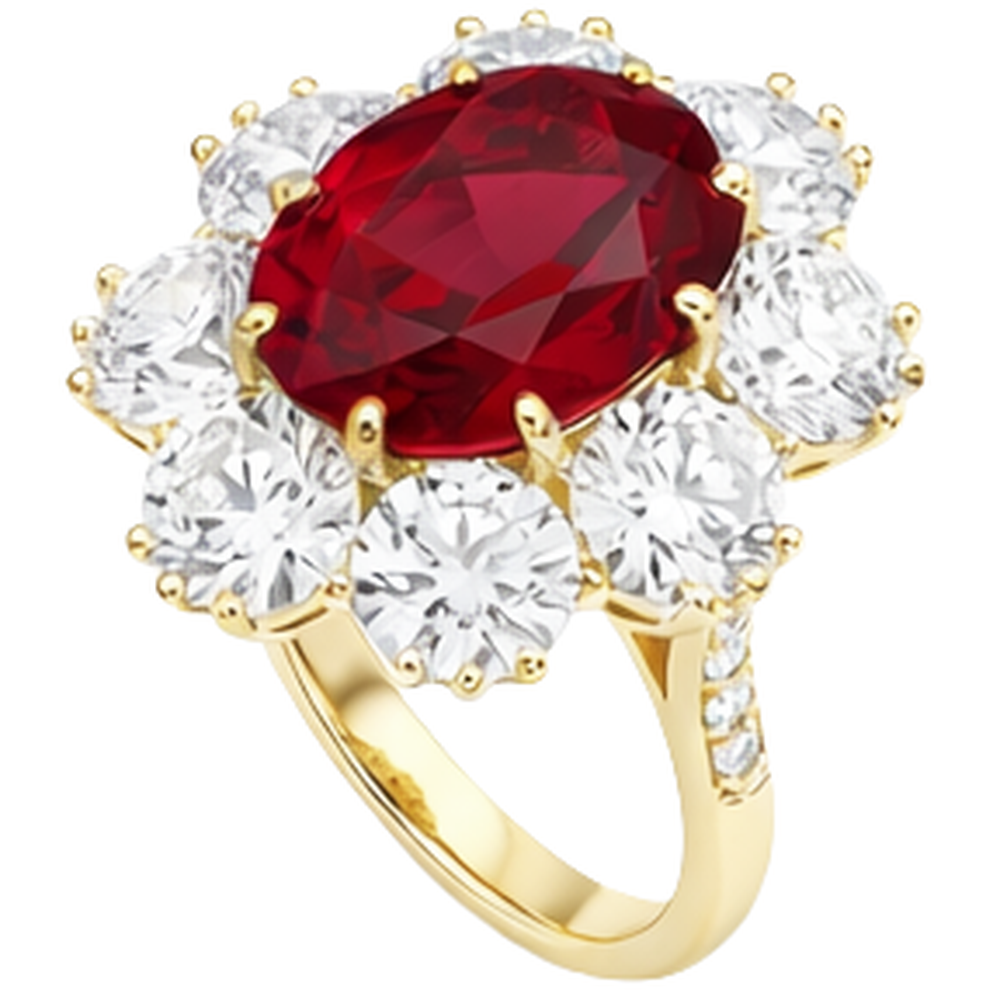 3,75 ct Krappenbesatz Rubin und Aus der Erde Abgebauter Natürlicher Diamanten Ehering Gold Gelb 14K