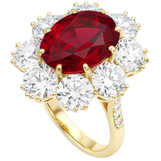 3,75 ct Krappenbesatz Rubin und Aus der Erde Abgebauter Natürlicher Diamanten Ehering Gold Gelb 14K