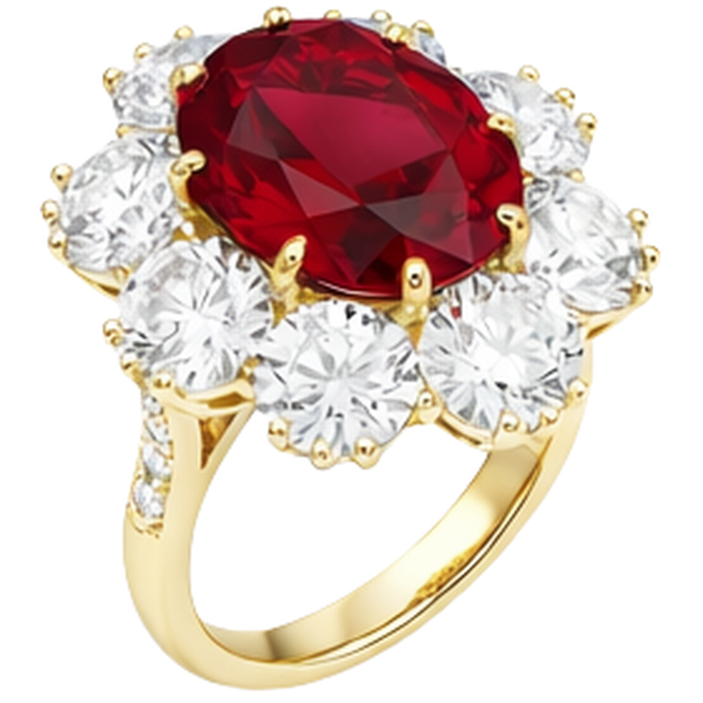 3,75 ct Krappenbesatz Rubin und Aus der Erde Abgebauter Natürlicher Diamanten Ehering Gold Gelb 14K