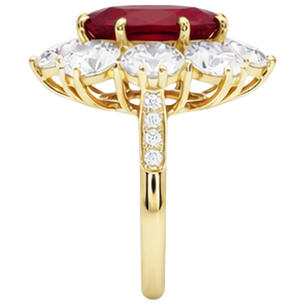 3,75 ct Krappenbesatz Rubin und Aus der Erde Abgebauter Natürlicher Diamanten Ehering Gold Gelb 14K
