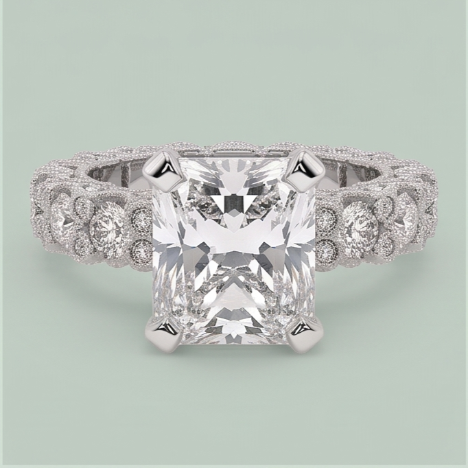 3,75 ct Ring mit strahlenden & runden Echt Aus der Erde Abgebauter Natürlicher Diamanten zum Hochzeitstag
