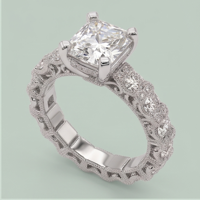 3,75 ct Ring mit strahlenden & runden Echt Aus der Erde Abgebauter Natürlicher Diamanten zum Hochzeitstag