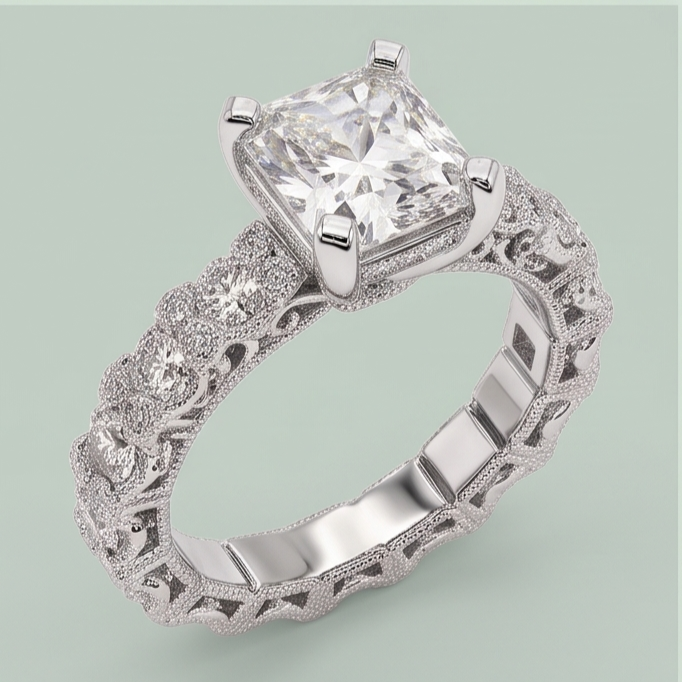 3,75 ct Ring mit strahlenden & runden Echt Aus der Erde Abgebauter Natürlicher Diamanten zum Hochzeitstag