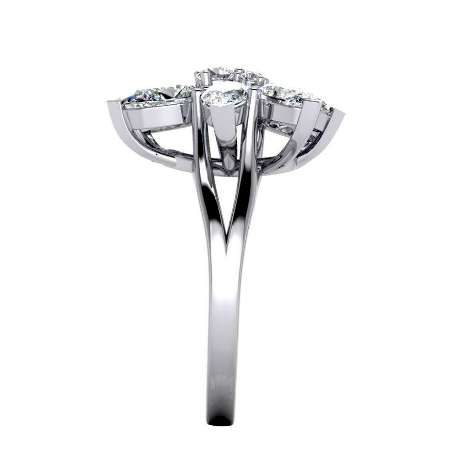 3 Karat Diamant Cluster Ring Birnen Schliff Gold 14K Schmuck Fur Damen