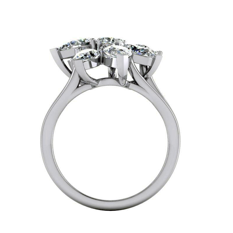 3 Karat Diamant Cluster Ring Birnen Schliff Gold 14K Schmuck Fur Damen