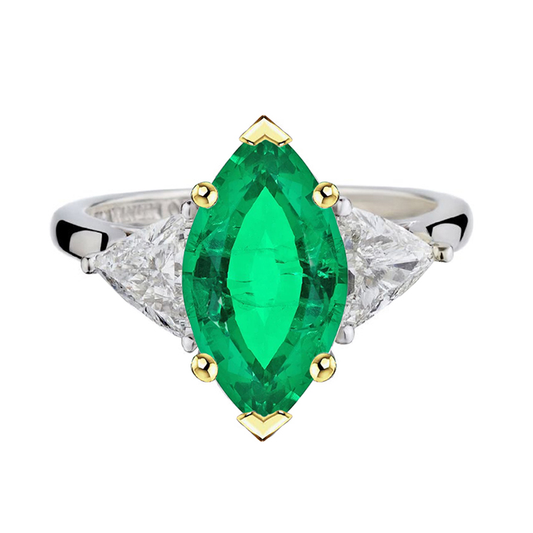 Edelstein-Ring Bicolor 14K Gold mit Smaragd – Hauptansicht