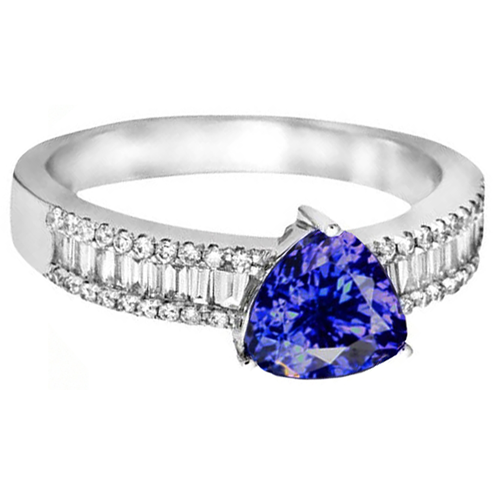 4.01 Billionen Tansanit Aus der Erde Abgebauter Natürlicher Diamanten Verlobungsring Weißgold 14K