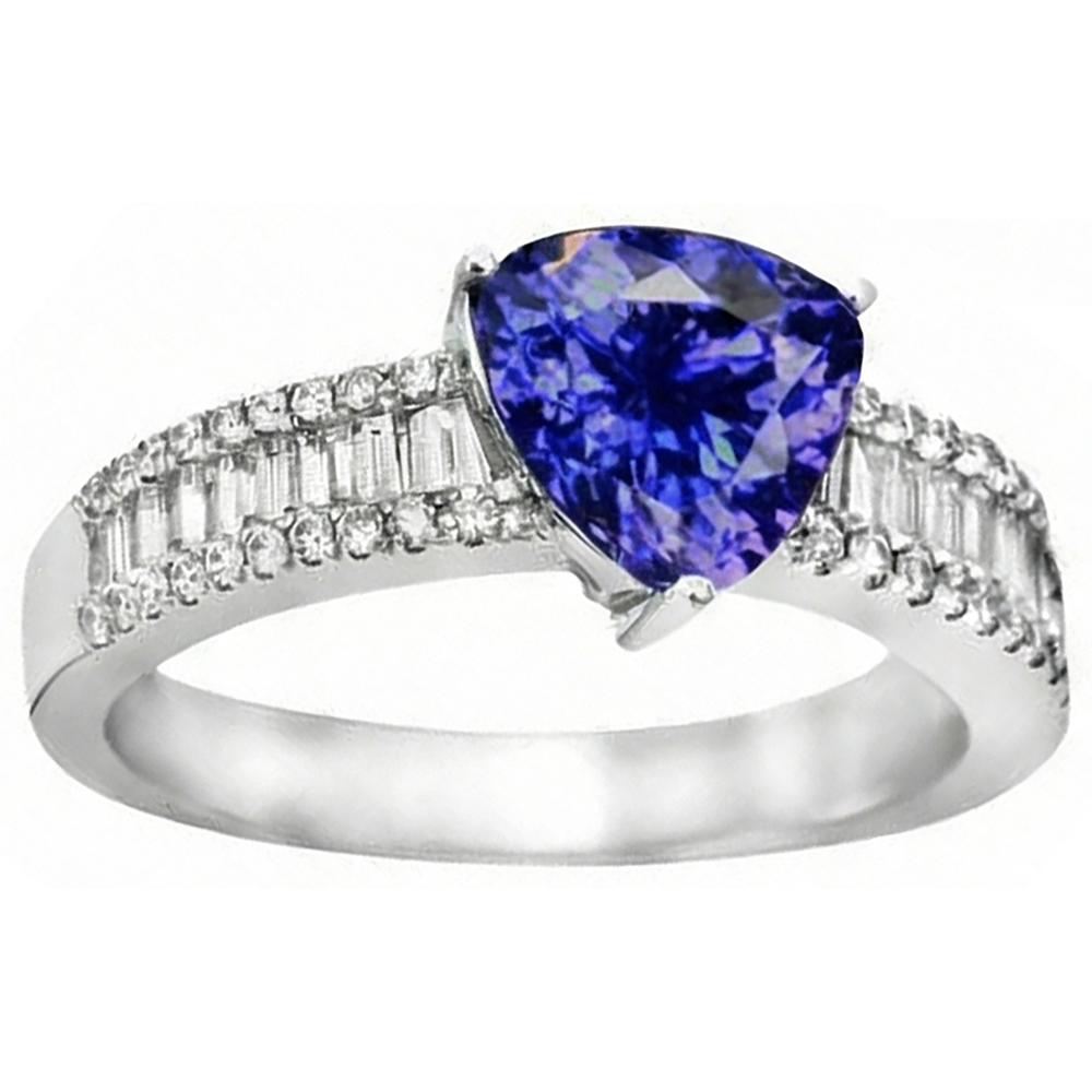 4.01 Billionen Tansanit Aus der Erde Abgebauter Natürlicher Diamanten Verlobungsring Weißgold 14K