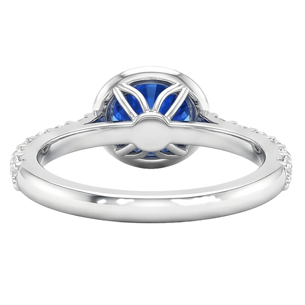 4.25 Karat Krappenset Saphir und Aus der Erde Abgebauter Natürlicher Diamanten Ring Weißgold 14K