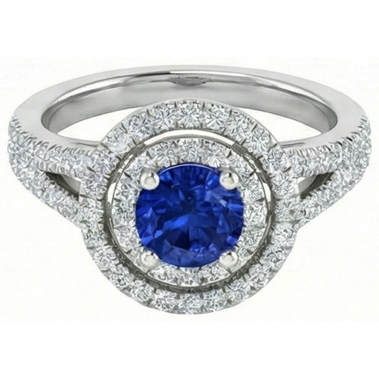 4.25 Karat srilankischer Saphir- und Aus der Erde Abgebauter Natürlicher Diamant-Verlobungsring 14K Gold