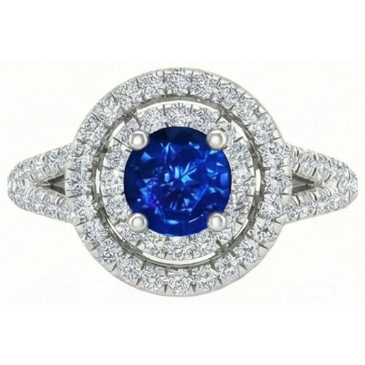 4.25 Karat srilankischer Saphir- und Aus der Erde Abgebauter Natürlicher Diamant-Verlobungsring 14K Gold