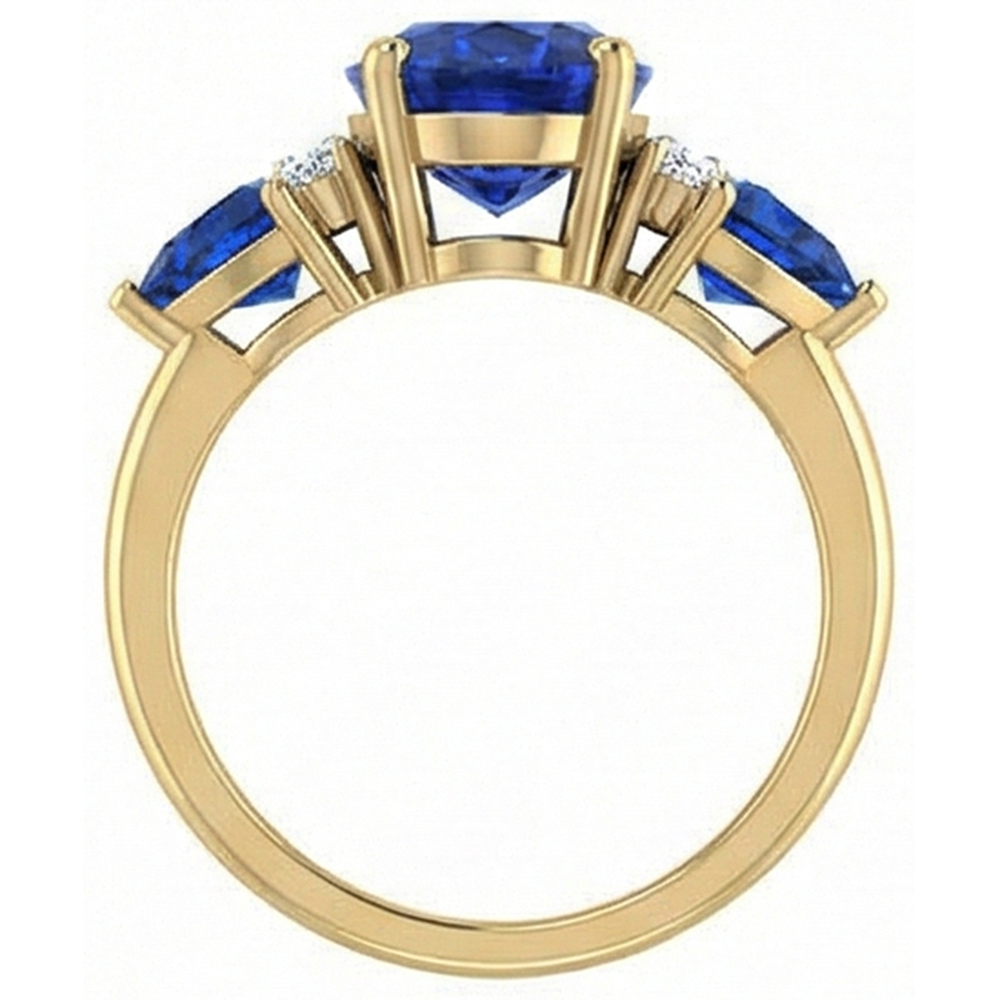 4.26 ct. Ovaler Trillion Ceylon Ring mit Saphir und Aus der Erde Abgebauter Natürlicher Diamanten 3 Stein