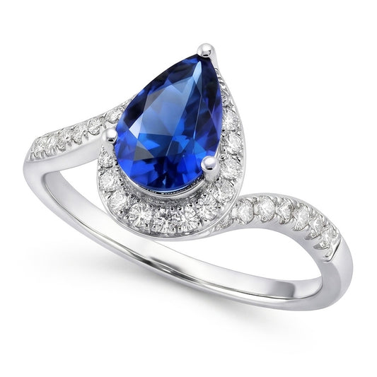 4.30 Karat srilankischer Saphir- und Aus der Erde Abgebauter Natürlicher Diamantring Weißgold 14K