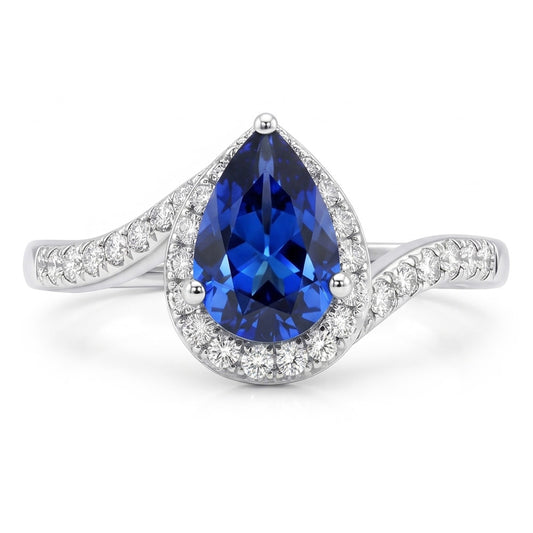 4.30 Karat srilankischer Saphir- und Aus der Erde Abgebauter Natürlicher Diamantring Weißgold 14K
