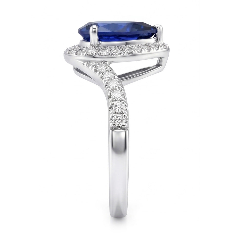 4.30 Karat srilankischer Saphir- und Aus der Erde Abgebauter Natürlicher Diamantring Weißgold 14K