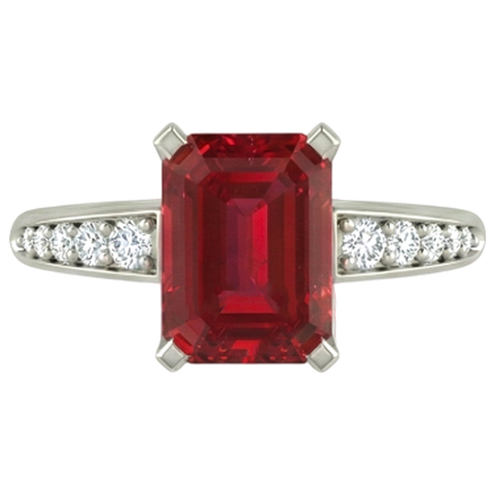 4.35 Karat Roter Rubin Und Aus der Erde Abgebauter Natürlicher Diamanten Verlobungsring Weißgold 14K