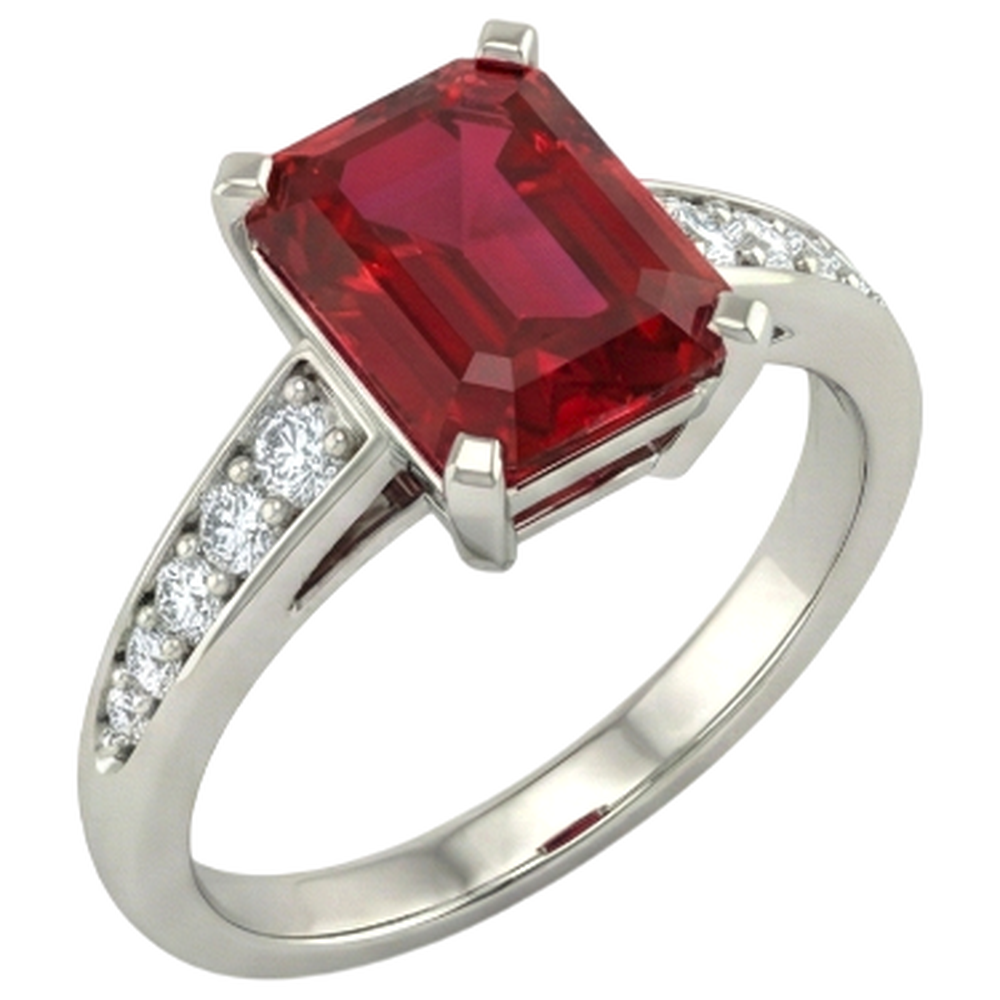 4.35 Karat Roter Rubin Und Aus der Erde Abgebauter Natürlicher Diamanten Verlobungsring Weißgold 14K