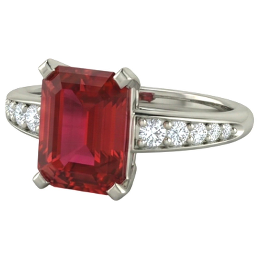 4.35 Karat Roter Rubin Und Aus der Erde Abgebauter Natürlicher Diamanten Verlobungsring Weißgold 14K