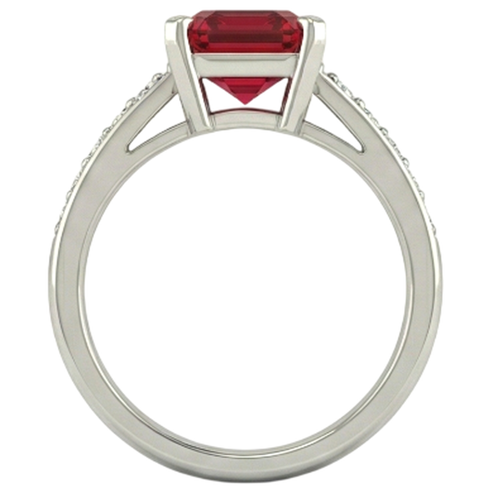 4.35 Karat Roter Rubin Und Aus der Erde Abgebauter Natürlicher Diamanten Verlobungsring Weißgold 14K