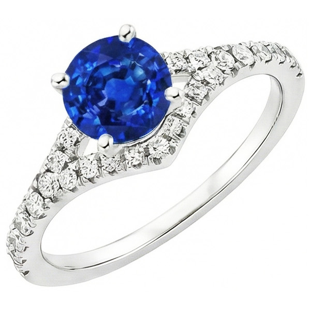 4.35 ct Krappenbesatz Ceylon Saphir Aus der Erde Abgebauter Natürlicher Diamanten Ring Weißgold