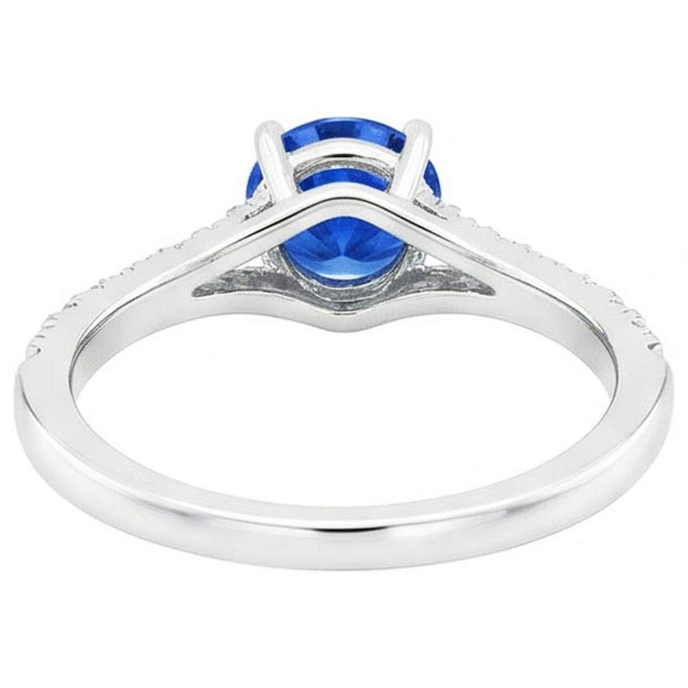 4.35 ct Krappenbesatz Ceylon Saphir Aus der Erde Abgebauter Natürlicher Diamanten Ring Weißgold