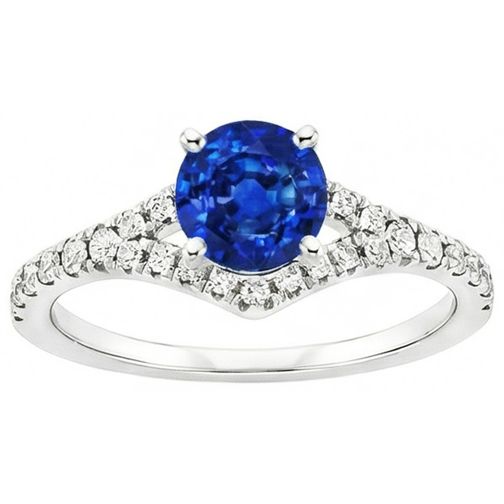 4.35 ct Krappenbesatz Ceylon Saphir Aus der Erde Abgebauter Natürlicher Diamanten Ring Weißgold