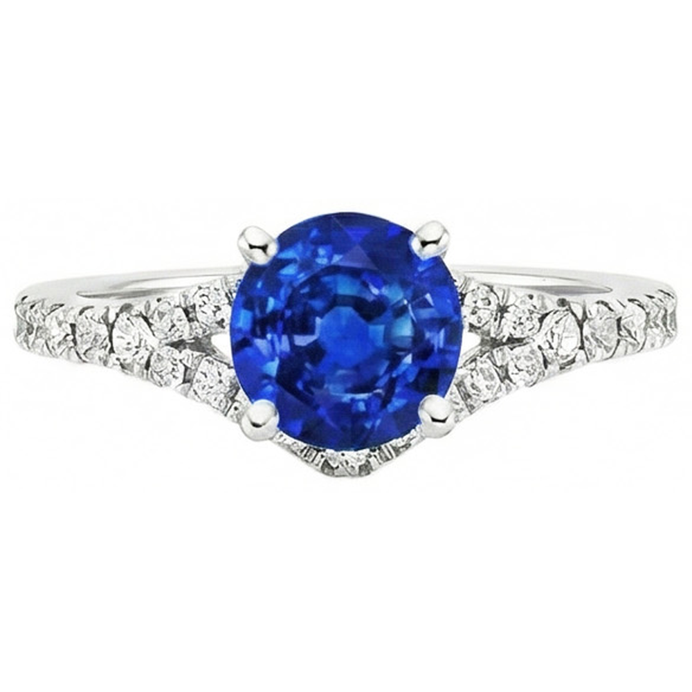 4.35 ct Krappenbesatz Ceylon Saphir Aus der Erde Abgebauter Natürlicher Diamanten Ring Weißgold