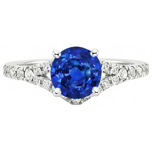 4.35 ct Krappenbesatz Ceylon Saphir Aus der Erde Abgebauter Natürlicher Diamanten Ring Weißgold