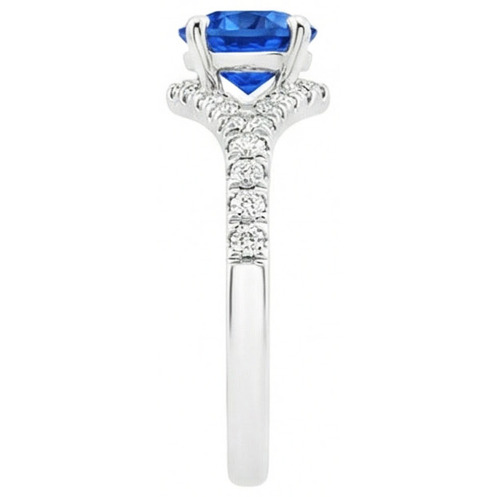 4.35 ct Krappenbesatz Ceylon Saphir Aus der Erde Abgebauter Natürlicher Diamanten Ring Weißgold