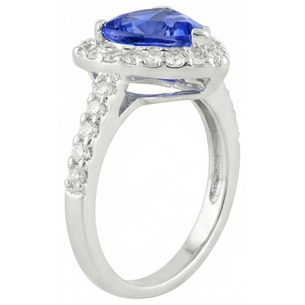 4.45 ct. Trillion srilankischer Saphir-Aus der Erde Abgebauter Natürlicher Diamant-Ring Solitär-Akzente