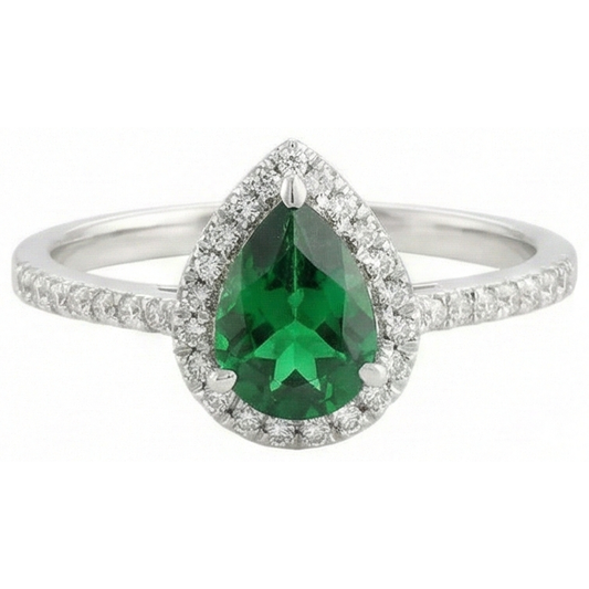 4.50 Karat Grüner Smaragd mit Aus der Erde Abgebauter Natürlicher Diamanten Ring Weißgold 14K