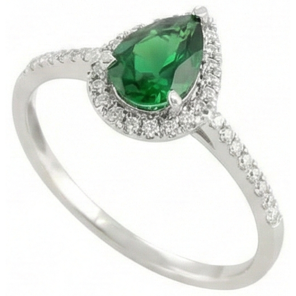 4.50 Karat Grüner Smaragd mit Aus der Erde Abgebauter Natürlicher Diamanten Ring Weißgold 14K