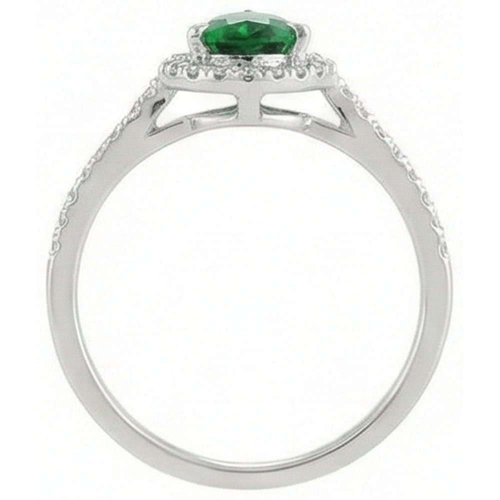 4.50 Karat Grüner Smaragd mit Aus der Erde Abgebauter Natürlicher Diamanten Ring Weißgold 14K