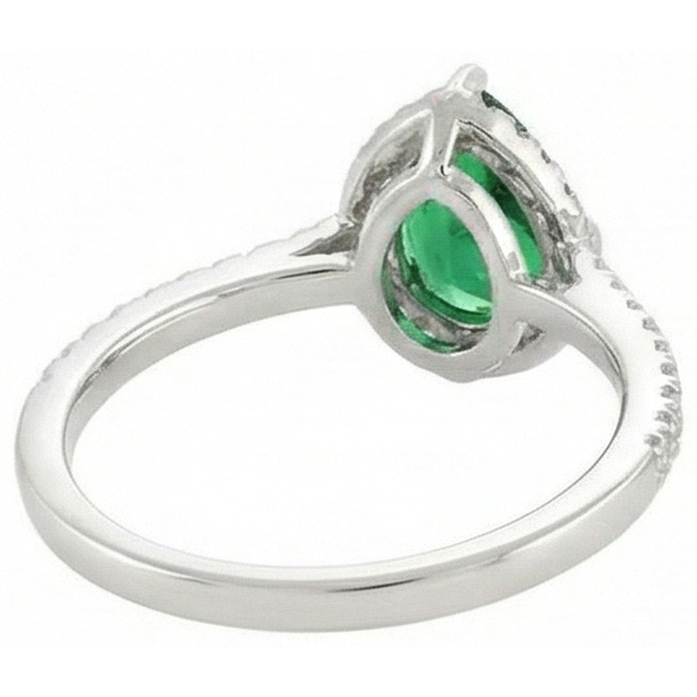 4.50 Karat Grüner Smaragd mit Aus der Erde Abgebauter Natürlicher Diamanten Ring Weißgold 14K